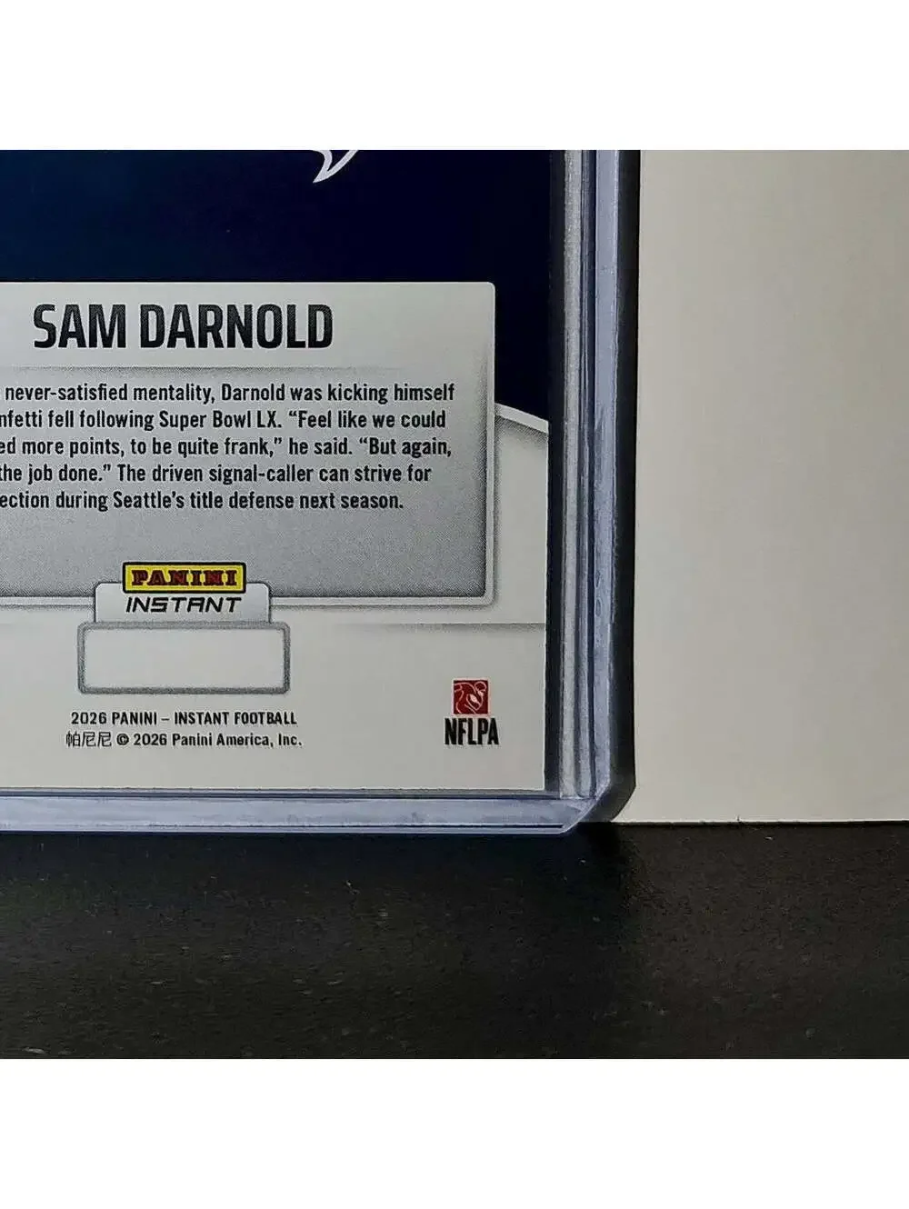 Sam Darnold 2026 Panini NFL Super Bowl LIX Champions #3 Card Seattle Seahawks